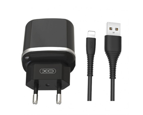 Мережевий зарядний пристрій (адаптер) 2в1 XO L69 2USB / 2.4A + Lightning black TPS-2710000208280