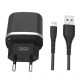 Мережевий зарядний пристрій (адаптер) 2в1 XO L69 2USB / 2.4A + Data Cabel USB to Micro black