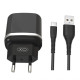 Мережевий зарядний пристрій (адаптер) 2в1 XO L69 2USB / 2.4A + Data Cabel USB to Type-C black