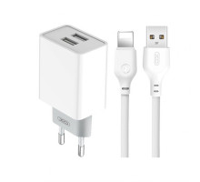 Мережевий зарядний пристрій (адаптер) 2в1 XO L65 2USB / 2.4A + Lightning white TPS-2710000208341