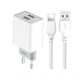 Мережевий зарядний пристрій (адаптер) 2в1 XO L65 2USB / 2.4A + Data Cabel USB to Lightning white