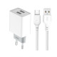 Мережевий зарядний пристрій (адаптер) 2в1 XO L65 2USB / 2.4A + Data Cabel USB to Micro white