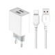 Мережевий зарядний пристрій (адаптер) 2в1 XO L65 2USB / 2.4A + Data Cabel USB to Type-C white