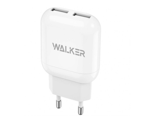 Мережевий зарядний пристрій (адаптер) WALKER WH-33 2USB / 2.4A white TPS-2710000210580