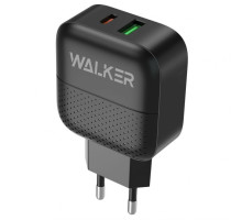 Мережевий зарядний пристрій (адаптер) WALKER WH-37 PD/3.0A+QC3.0/3.4A/18W black