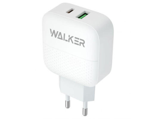 Мережевий зарядний пристрій (адаптер) WALKER WH-37 PD_3A / QC3.0_3A / 18W white TPS-2710000210696