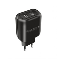 Мережевий зарядний пристрій (адаптер) WALKER WH-27 2USB / 2.1A black TPS-2710000174363