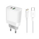 Мережевий зарядний пристрій (адаптер) 2в1 XO L64 PD / QC3.0 / 3A / 18W + Data Cable Type-C to Lightning white