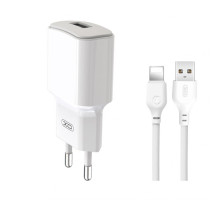 Мережевий зарядний пристрій (адаптер) 2в1 XO L73 1USB / 2.4A / 12W + Data Cabel USB to Lightning white