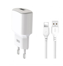 Мережевий зарядний пристрій (адаптер) 2в1 XO L73 1USB / 2.4A / 12W + Data Cabel USB to Lightning white