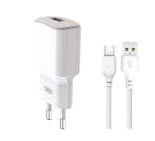 Мережевий зарядний пристрій (адаптер) 2в1 XO L73 1USB / 2.4A / 12W + Data Cabel USB to Micro white