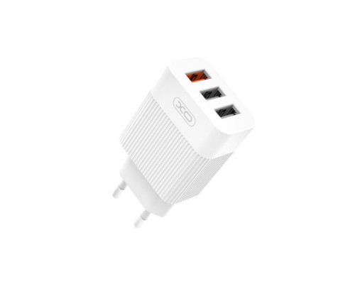 Мережевий зарядний пристрій (адаптер) XO L72 3USB / USB 1_QC_3A / USB 2/3_2.1A white