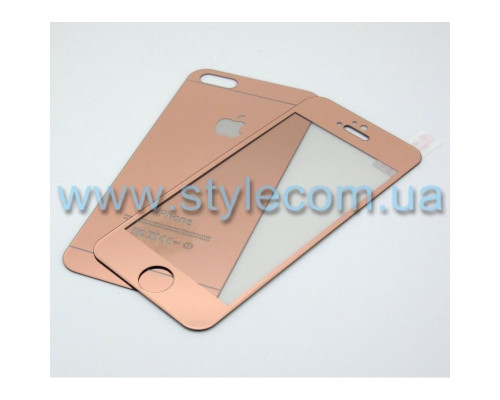 Захисне (переднє+заднє) скло для Apple iPhone 5, 5s, 5SE pink
