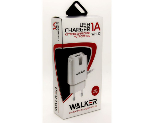 Мережевий зарядний пристрій (адаптер) 2в1 WALKER WH-12 1USB / 1A + Micro white TPS-2710000118909