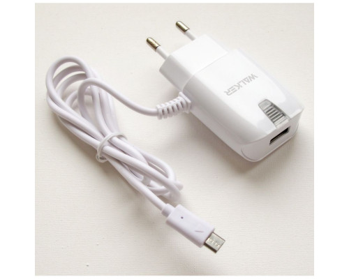 Мережевий зарядний пристрій (адаптер) 2в1 WALKER WH-12 1USB / 1A + Micro white TPS-2710000118909