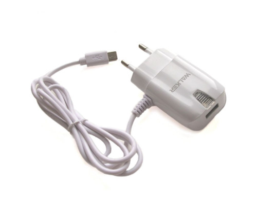 Мережевий зарядний пристрій (адаптер) 2в1 WALKER WH-24 1USB / 2A + Data Cable USB to Type-C white TPS-2710000118961 2710000118961