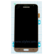 Дисплей (LCD) для Samsung Galaxy J3/J320 (2016) з тачскріном black/gold Service Original (PN:GH97-18414B)