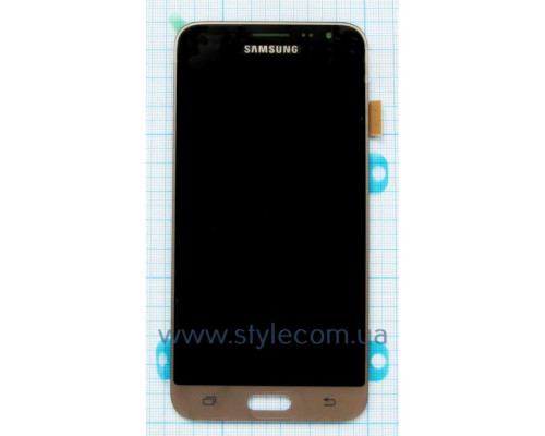 Дисплей (LCD) для Samsung Galaxy J3/J320 (2016) з тачскріном black/gold Service Original (PN:GH97-18414B)