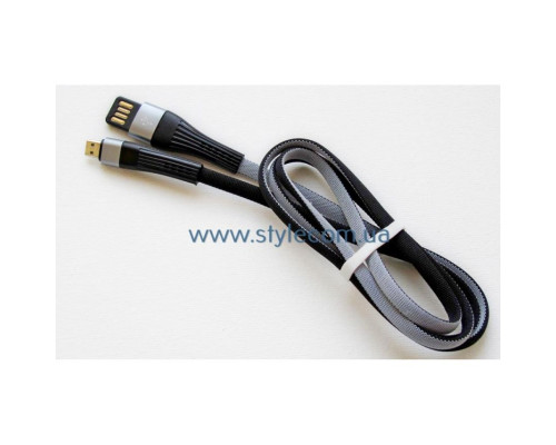 Кабель USB Micro плоский тканинний black/grey (тех.пак.) TPS-2710000176916 2710000176916