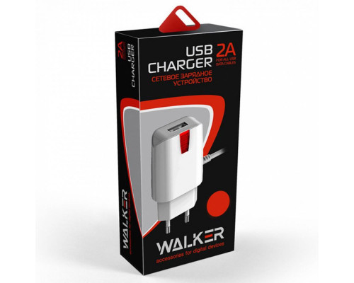 Мережевий зарядний пристрій (адаптер) 2в1 WALKER WH-21 1USB / 2.1A + Data Cable USB to Micro white TPS-2710000176732 2710000176732
