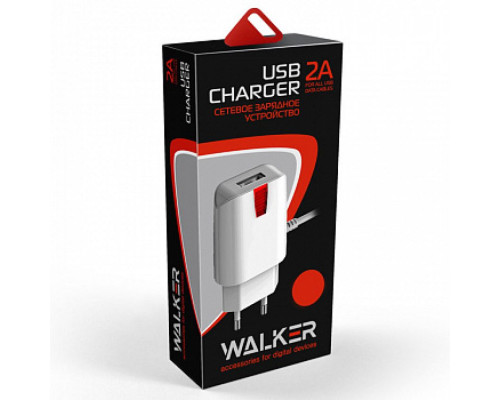 Мережевий зарядний пристрій (адаптер) 2в1 WALKER WH-21 1USB / 2.1A + Lightning white TPS-2710000176718