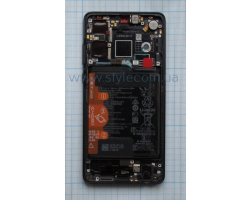 Дисплей (LCD) для Huawei P30 (2019) ELE-L29/02354HLT з тачскріном та рамкою black Service Original Full (battery+buzzer+speaker+mic+flats)