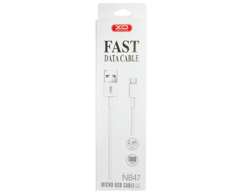 Кабель USB XO NB47 Micro Quick Charge 2.4A white