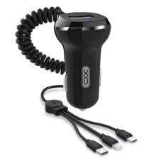Автомобільний зарядний пристрій (адаптер) 3в1 XO CC16 1USB / 3.1A / Type-C/Micro/Lightning black TPS-2710000182382 2710000182382