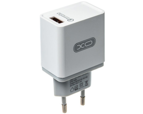 Мережевий зарядний пристрій (адаптер) XO L32 1USB / QC3.0 / 3А white