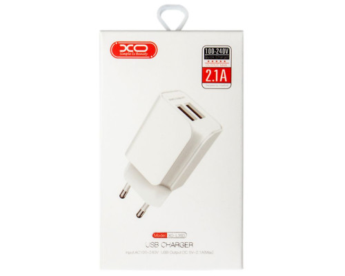 Мережевий зарядний пристрій (адаптер) XO L35D 2USB / 2.1A white TPS-2710000182276