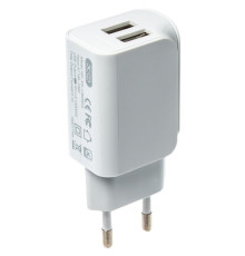 Мережевий зарядний пристрій (адаптер) XO L35D 2USB / 2.1A white TPS-2710000182276