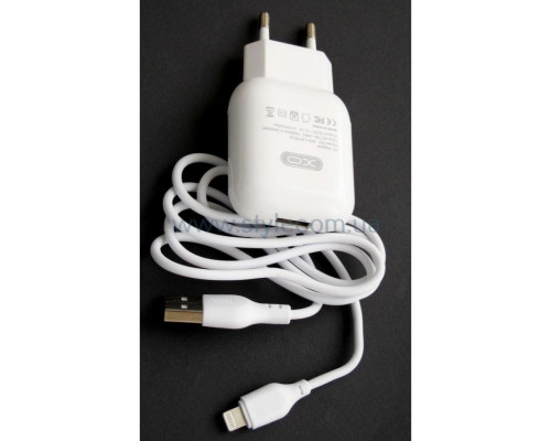Мережевий зарядний пристрій (адаптер) 2в1 XO L37 1USB / 2.1A + Data Cable USB to Lightning white TPS-2710000188872 2710000188872