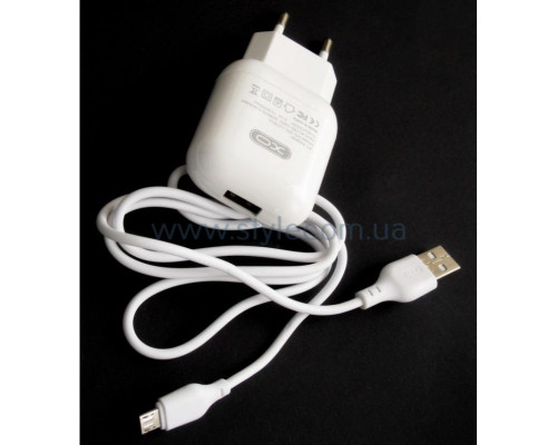 Мережевий зарядний пристрій (адаптер) 2в1 XO L37 1USB / 2.1A + Data Cable USB to Micro white TPS-2710000188889 2710000188889