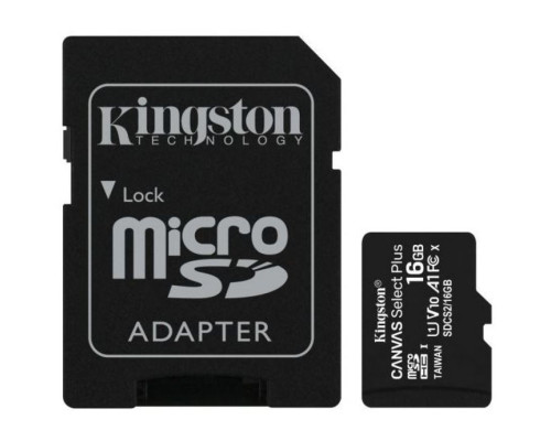 Карта пам'яті Kingston Canvas Select Plus MicroSDHC 16GB Class 10 UHS-I R100MB/s + SD-адаптер (SDCS2/16GB) TPS-2710000194460
