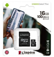 Карта пам'яті Kingston Canvas Select Plus MicroSDHC 16GB Class 10 UHS-I R100MB/s + SD-адаптер (SDCS2/16GB) TPS-2710000194460