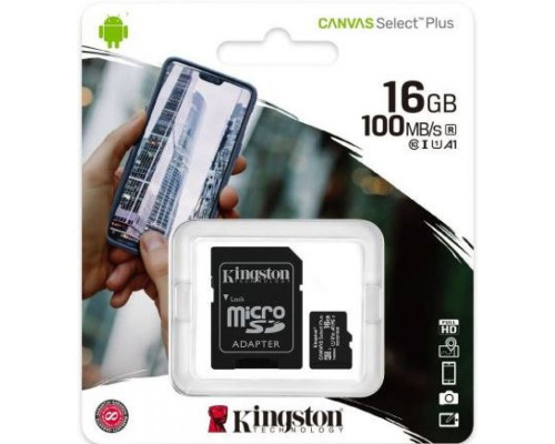 Карта пам'яті Kingston Canvas Select Plus MicroSDHC 16GB Class 10 UHS-I R100MB/s + SD-адаптер (SDCS2/16GB) TPS-2710000194460