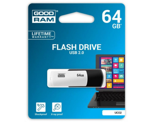 Флеш-пам'ять USB GOODRAM (Colour Mix) UCO2 64GB black/white (UCO2-0640KWR11) TPS-2710000195009