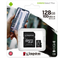 Карта пам'яті Kingston Canvas Select Plus MicroSDXC 128GB Class 10 UHS-I R100MB/s + SD-адаптер (SDCS2/128GB)