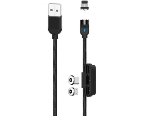 Кабель USB 3в1 XO NB128 Type-C/Micro/Lightning Magnetic 2.4A black