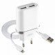 Мережевий зарядний пристрій (адаптер) 2в1 XO L52 2USB / 2.1A + Data Cable USB to Lightning white TPS-2710000197348 2710000197348