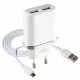 Мережевий зарядний пристрій (адаптер) 2в1 XO L52 2USB / 2.1A + Data Cable USB to Type-C white TPS-2710000199311 2710000199311