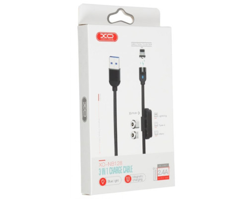 Кабель USB 3в1 XO NB128 Type-C/Micro/Lightning Magnetic 2.4A red
