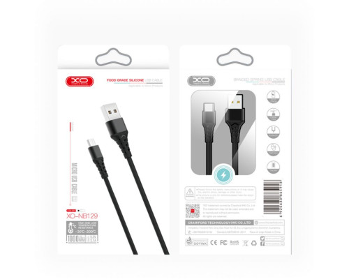 Кабель USB XO NB129 Micro 2.1A black