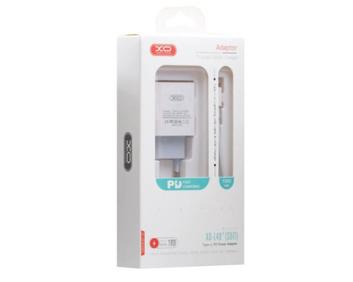 Мережевий зарядний пристрій (адаптер) 2в1 XO L40 PD / 3A / 18W Fast charging + Data Cable Type-C to Lightning white TPS-2710000208525 2710000208525