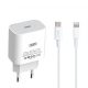 Мережевий зарядний пристрій (адаптер) 2в1 XO L40 PD / 3A / 18W Fast charging + Data Cable Type-C to Lightning white TPS-2710000208525 2710000208525