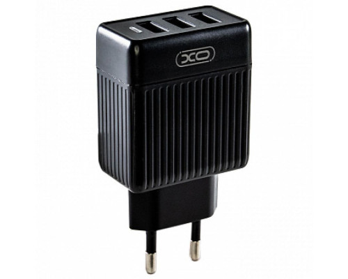 Мережевий зарядний пристрій (адаптер) XO L58 3USB / QC3.0 / 3A / 18W black