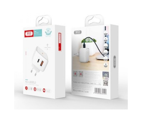 Мережевий зарядний пристрій (адаптер) XO L60 PD / QC3.0 / 2*3A / 18W white TPS-2710000208372 2710000208372
