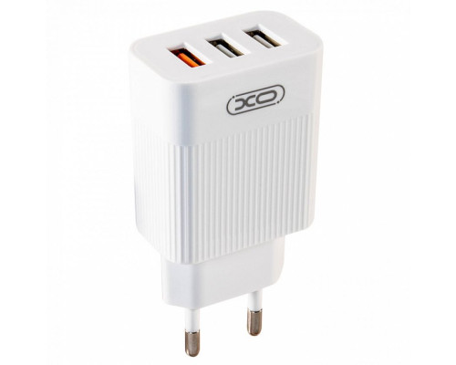 Мережевий зарядний пристрій (адаптер) XO L72 3USB / USB 1_QC_3A / USB 2/3_2.1A white TPS-2710000213536 2710000213536