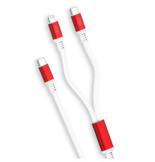 Кабель USB 2в1 XO NB136 Type-C to Type-C/Lightning PD 18W 3A white/red
