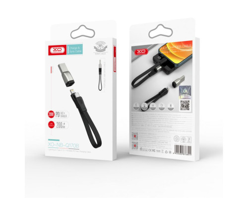 Кабель USB XO NB-Q170B Type-C to Lightning Fast Charge 20W 0.2м black TPS-2710000219705 2710000219705